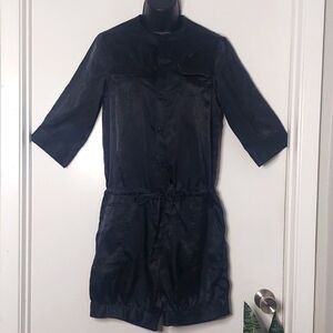 GO INTERNATIONAL Black Satin Romper